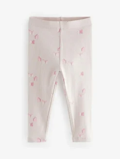 Online Next Ribbed Leggings 5 Pack (3mths-7yrs) Pink