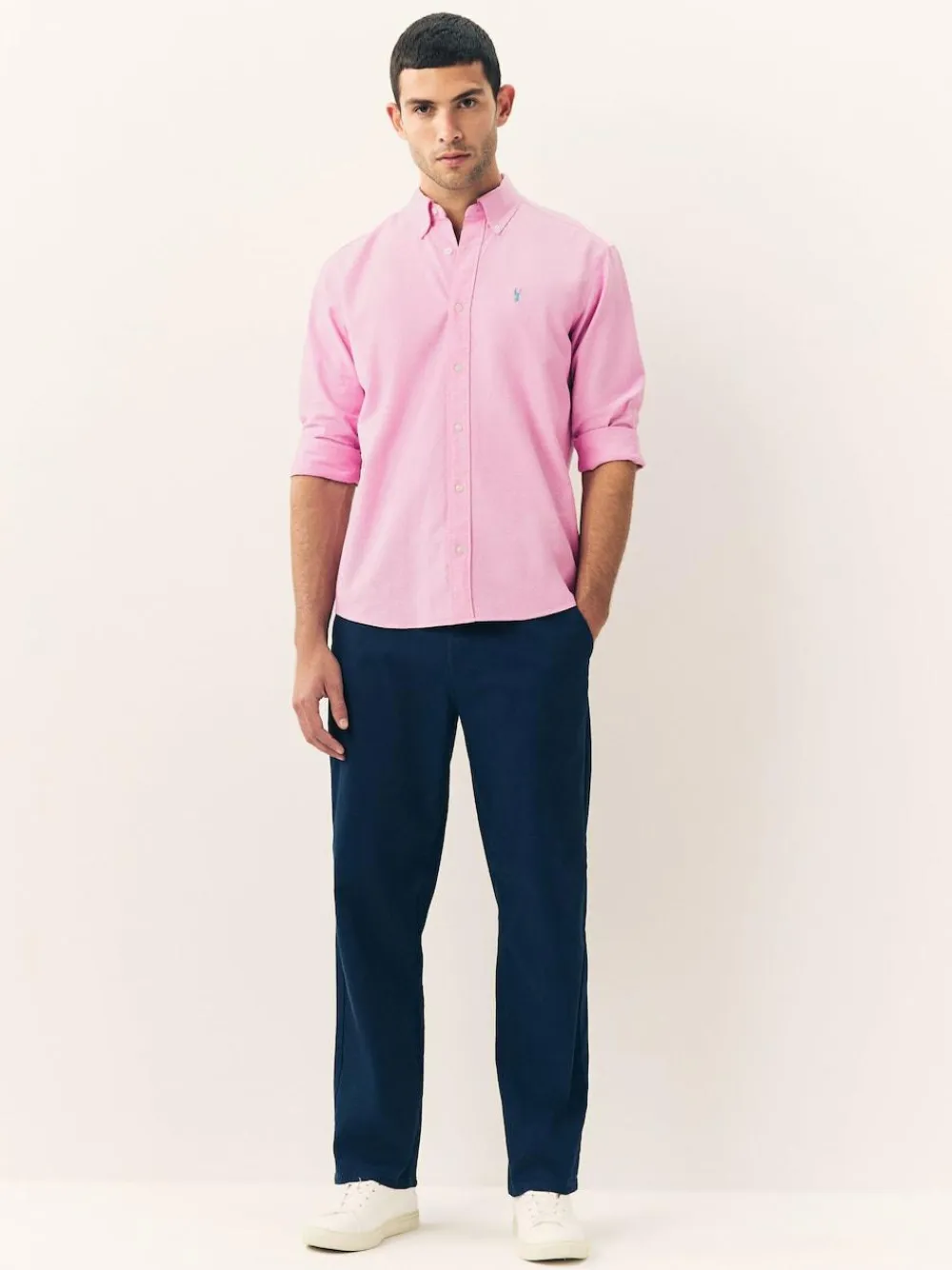 Hot Next Pink Slim Fit Long Sleeve Oxford Shirt
