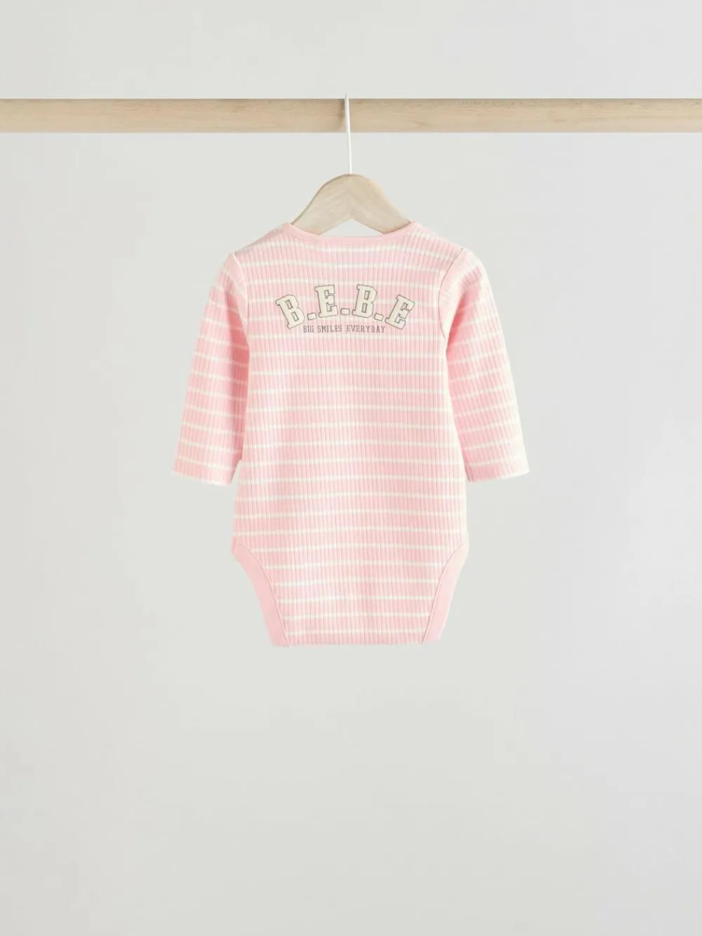 Sale Next 3 Pack Long Sleeve Baby Bodysuits Pink Slogan