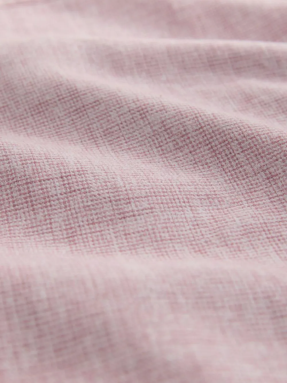 Hot Next Standard Collar Cotton Linen Blend Short Sleeve Shirt Pink