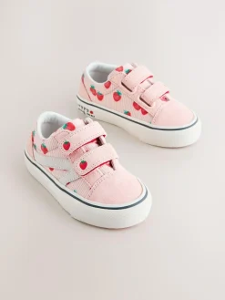 Online Next Standard Fit (F) Touch Fastening Trainers Pink Strawberry