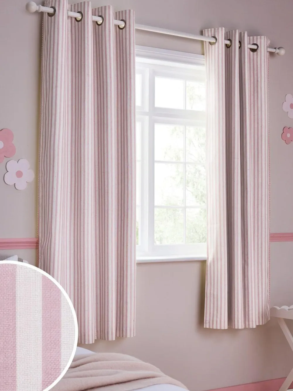 Next Pink Stripe Eyelet Blackout Curtains^ Curtains & Blinds