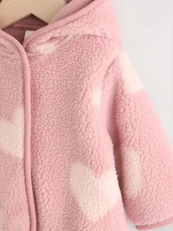 Next Pink Tonal Heart Printed Borg Baby Jacket (0-18mths)^ Baby Winter Clothing|Coats, Jackets & Pramsuits