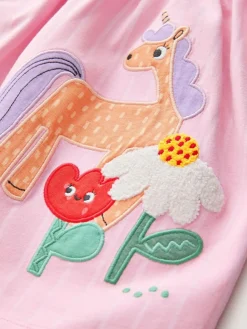 Outlet Next Pink Unicorn Long Sleeve Embellished Dress (3mths-7yrs)