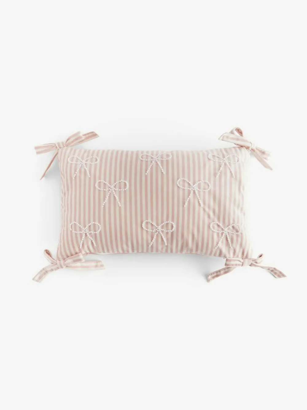 Next Pink Velvet Embellished Bow Cushion^ Cushions & Throws