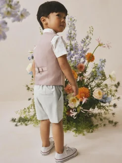 Next Pink Waistcoat, Shirt, Shorts & Tie Set (3mths-9yrs)^BOY Sets & Outfits|Sweatshirts & Hoodies