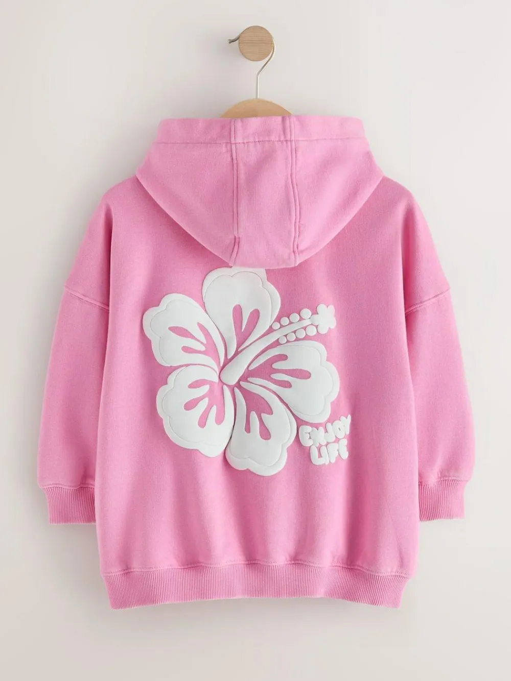 Clearance Next Pink Washed Flower Hoodie (3-16yrs)