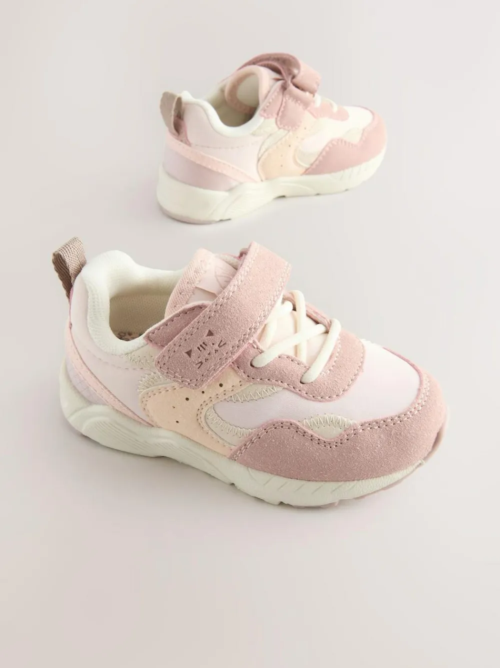 Clearance Next Wide Fit (G) Elastic Lace Touch Fasten Trainers Pink