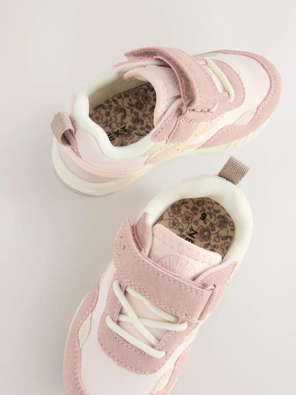 Clearance Next Wide Fit (G) Elastic Lace Touch Fasten Trainers Pink