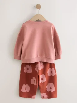 Next Pink/Brown Tomato Sweatshirt and Barrel Leg Joggers Set (3mths-7yrs)^ Baby Girls|Sweatshirts & Hoodies
