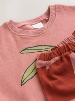 Next Pink/Brown Tomato Sweatshirt and Barrel Leg Joggers Set (3mths-7yrs)^ Baby Girls|Sweatshirts & Hoodies