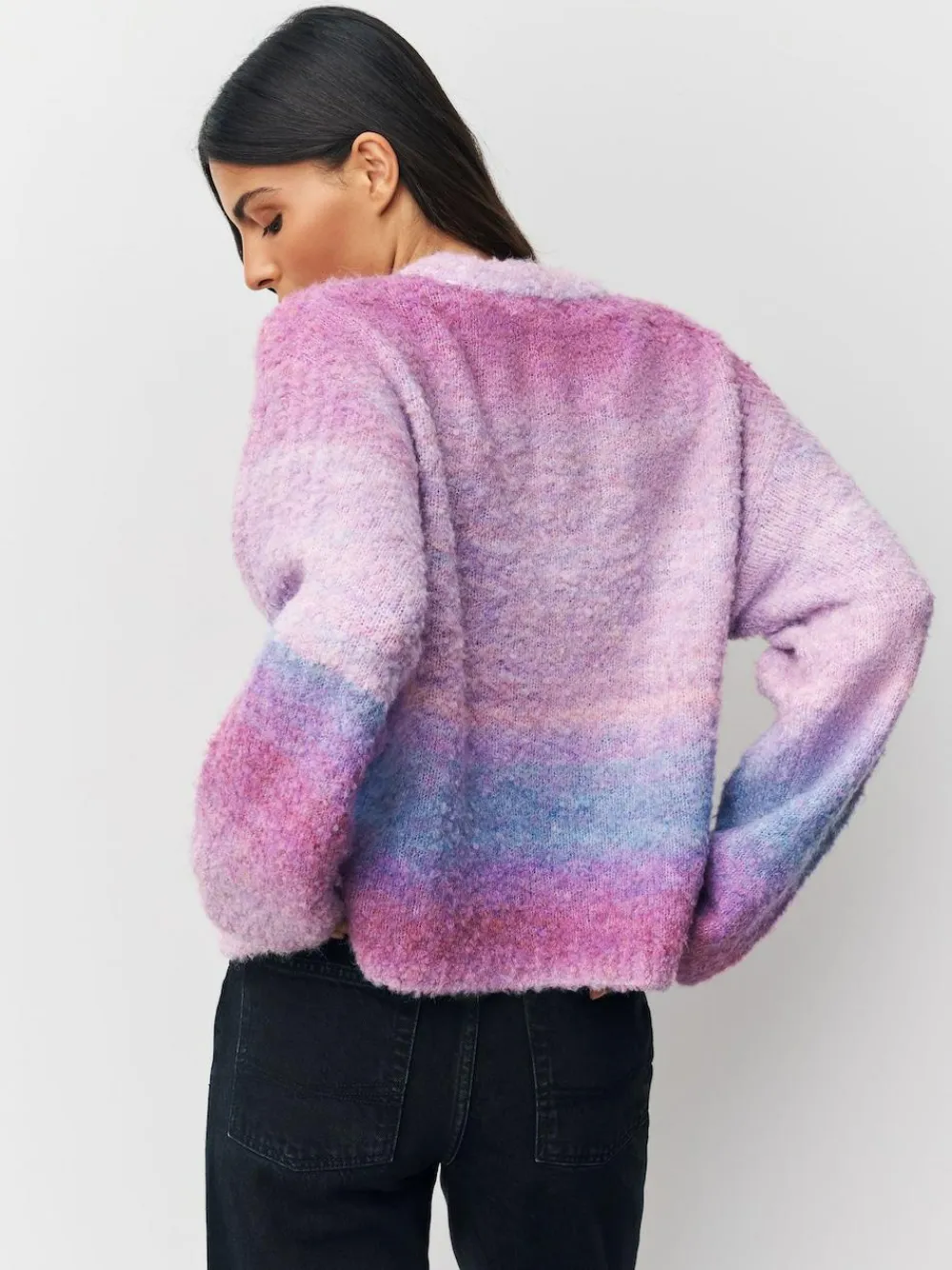 Best Next Boucle Crew Neck Jumper With Wool Pink/Purple Spacedye