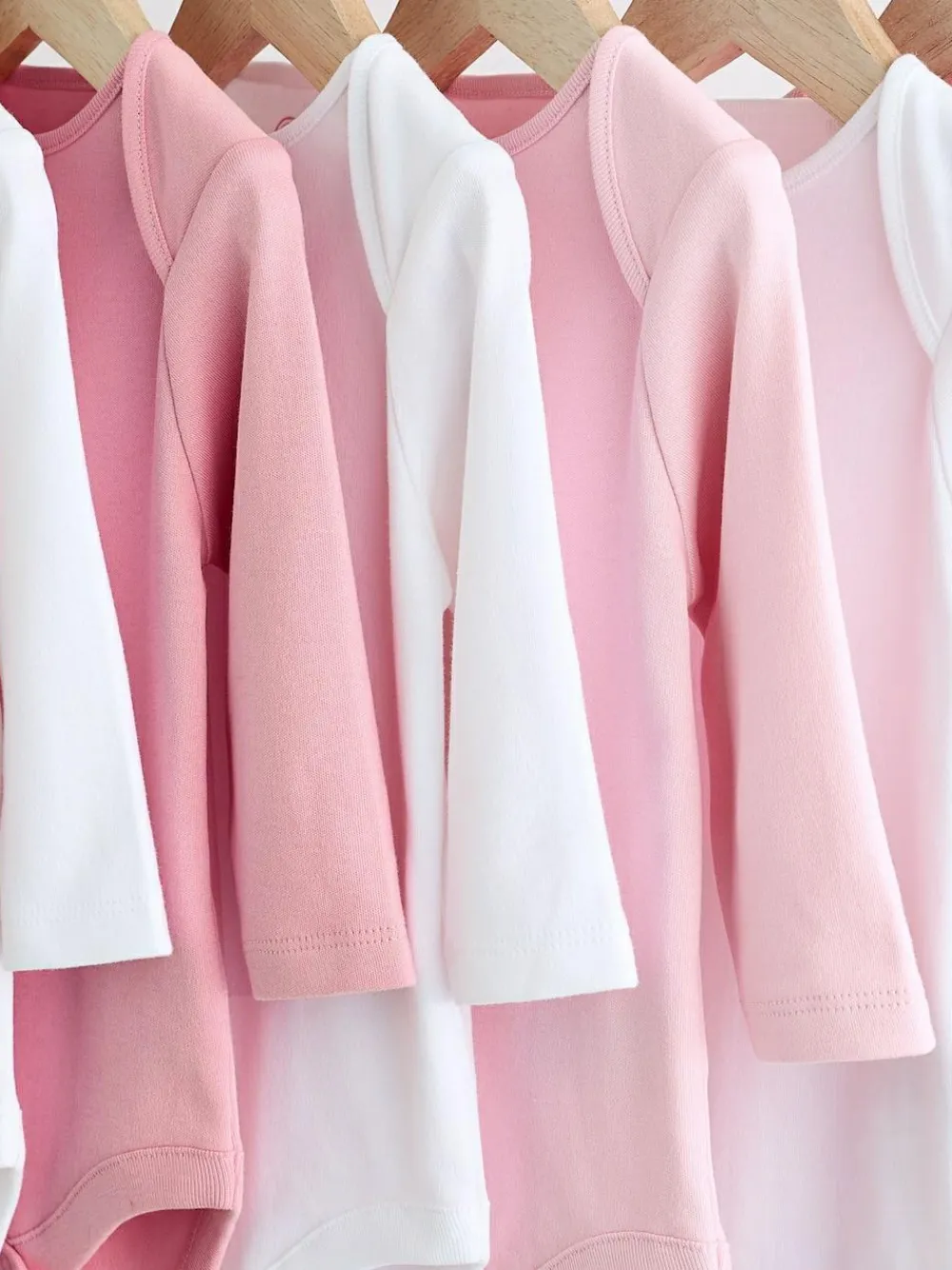 Next Pink/White 7 Pack Essential Long Sleeve Baby Bodysuits^ Baby Girls|Multipacks