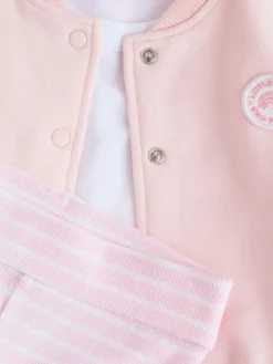 Next Pink/White Baby Jacket, Top and Leggings Set 3 Piece (0mths-2yrs)^ Sets & Coords