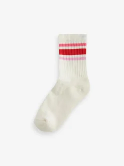 Next Pink/White Heart 3 Pack Cotton Rich Cushioned Sole Ankle Socks^ Socks & Tights|Socks & Tights