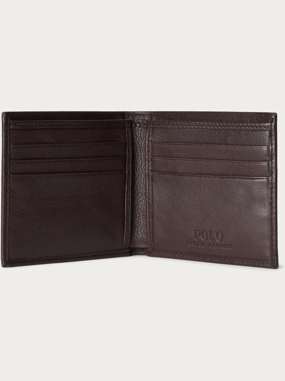 Clearance Polo Ralph Lauren Brown Pebbled Leather Billfold Wallet