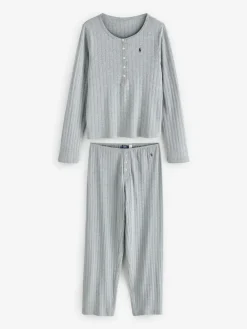 Hot Polo Ralph Lauren Grey Henley/Wide Leg Sleep Set
