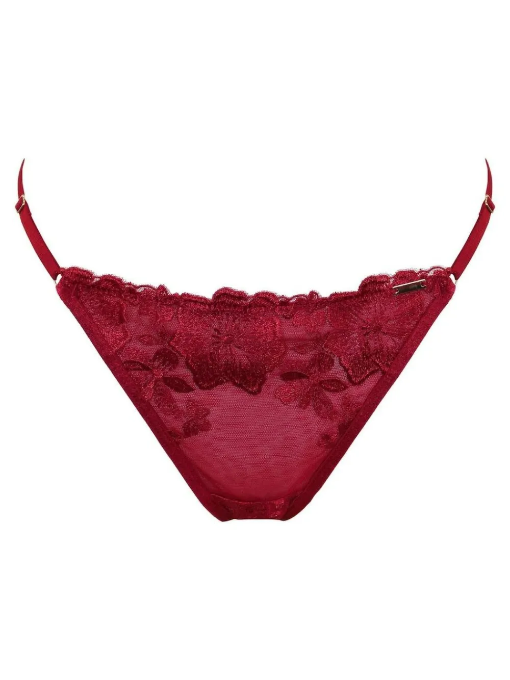 Best Pour Moi India Bold Floral Embroidery Thongs Red