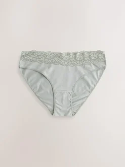 Best Next High Leg Cotton and Lace Knickers 7 Pack Printed Spot