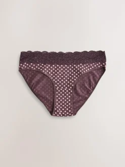 Best Next High Leg Cotton and Lace Knickers 7 Pack Printed Spot