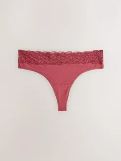 Next Thong Cotton and Lace Knickers 7 Pack^Women All Lingerie|Panties