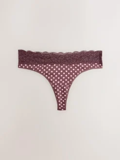 Next Thong Cotton and Lace Knickers 7 Pack^Women All Lingerie|Panties