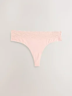 Next Thong Cotton and Lace Knickers 7 Pack^Women All Lingerie|Panties