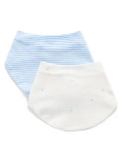 Purebaby Essential Dribble Bibs 2 Pack Blue