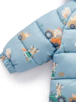 New Purebaby Showerproof Padded Puffer Pramsuit Blue