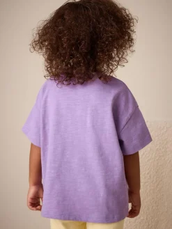 Clearance Next Short Sleeve Embroidered T-Shirt (3mths-7yrs) Purple Lemon
