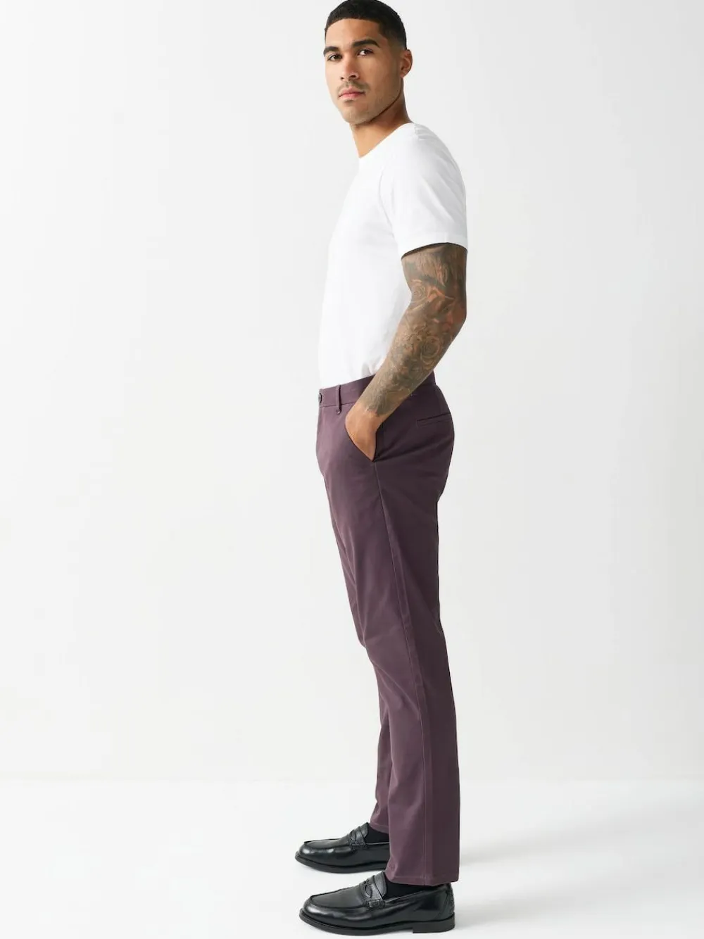 Next Purple Slim Fit Stretch Chinos Trousers^ Pants & Chinos