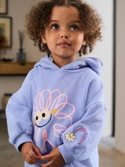 Next Purple Stripe Flower Hoodie & Barrel Leg Joggers Set (3mths-7yrs)^ Baby Girls|Sweatshirts & Hoodies