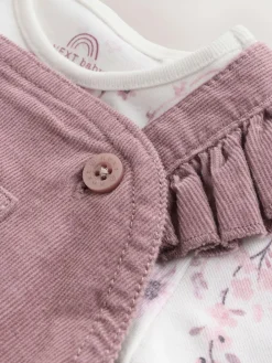 Discount Next Purple/ White Cord Baby Romper and Long Sleeve Bodysuit and Tights 3 Piece Set (0mths-2yrs)