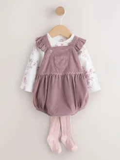 Discount Next Purple/ White Cord Baby Romper and Long Sleeve Bodysuit and Tights 3 Piece Set (0mths-2yrs)