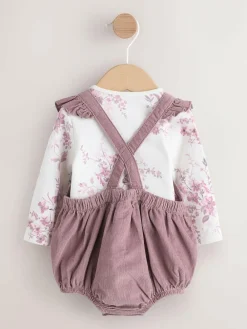 Discount Next Purple/ White Cord Baby Romper and Long Sleeve Bodysuit and Tights 3 Piece Set (0mths-2yrs)