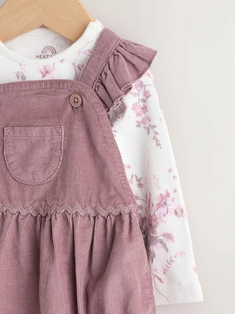 Discount Next Purple/ White Cord Baby Romper and Long Sleeve Bodysuit and Tights 3 Piece Set (0mths-2yrs)