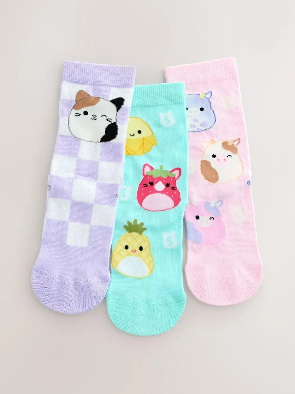 Hot Next Purple/Aqua Cotton Rich Squishmallows Ankle Socks 3 Pack