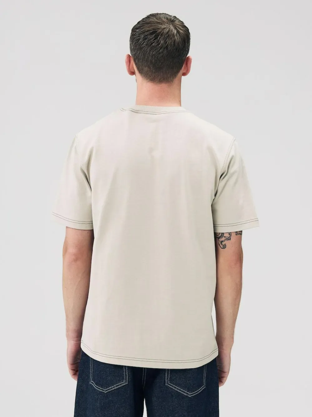 Next Putty Contrast Stitch Regular Fit Heavyweight T-Shirt^ Tops & T-Shirts