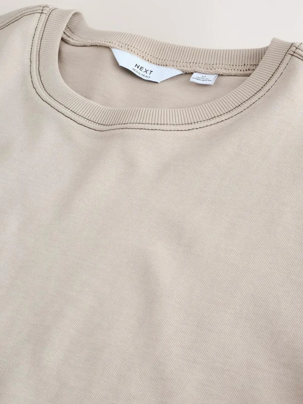 Next Putty Contrast Stitch Regular Fit Heavyweight T-Shirt^ Tops & T-Shirts