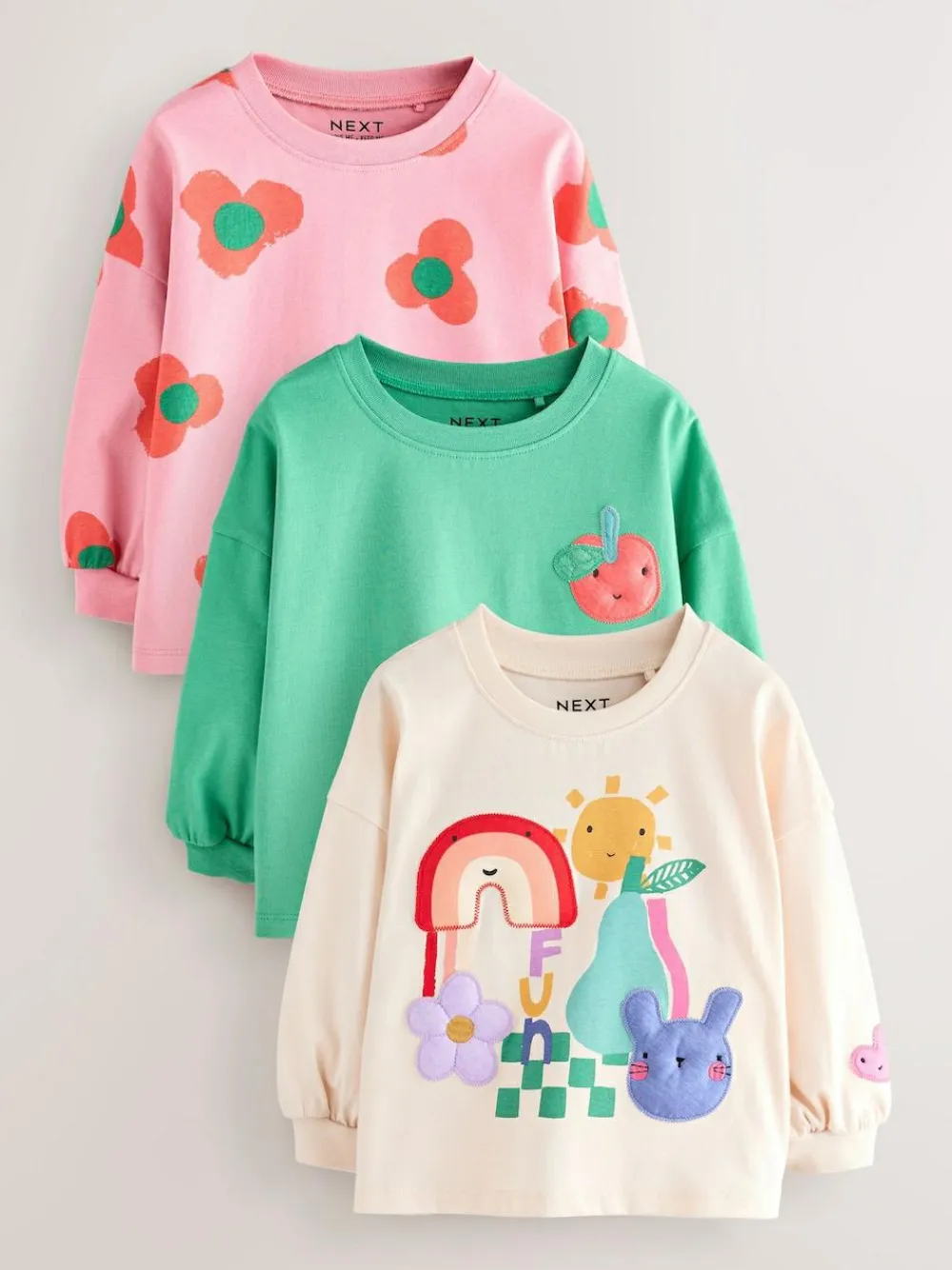 Sale Next Rainbow Character Long Sleeve Tops 3 Pack (3mths-7yrs)
