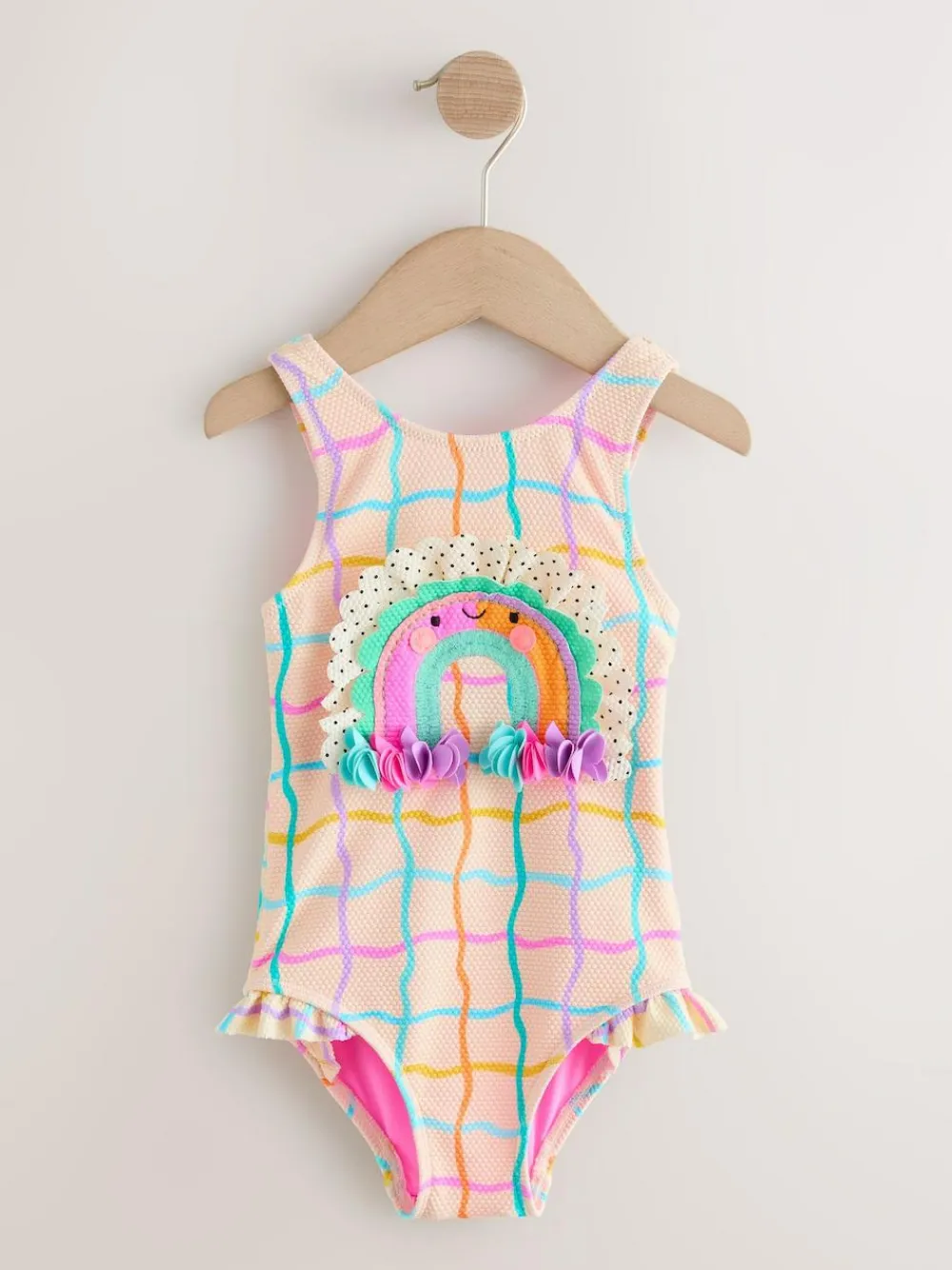 Next Frill Leg Swimsuit (3mths-7yrs) Rainbow Check