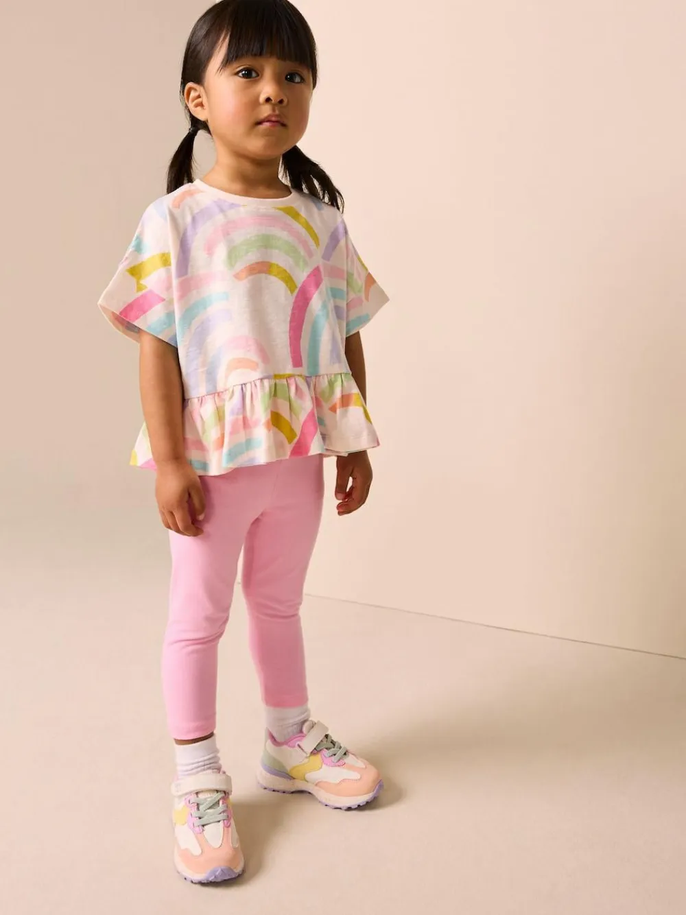 New Next Rainbow Short Sleeve Peplum T-Shirt (3mths-7yrs)