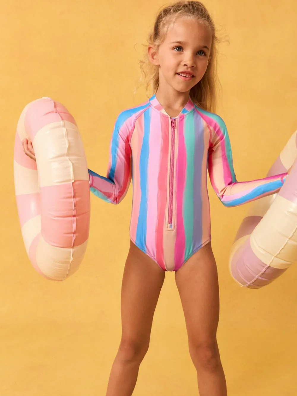 Next Rainbow Stripe Long Sleeve Sunsafe Swimsuit (3mths-16yrs)^ Swimwear