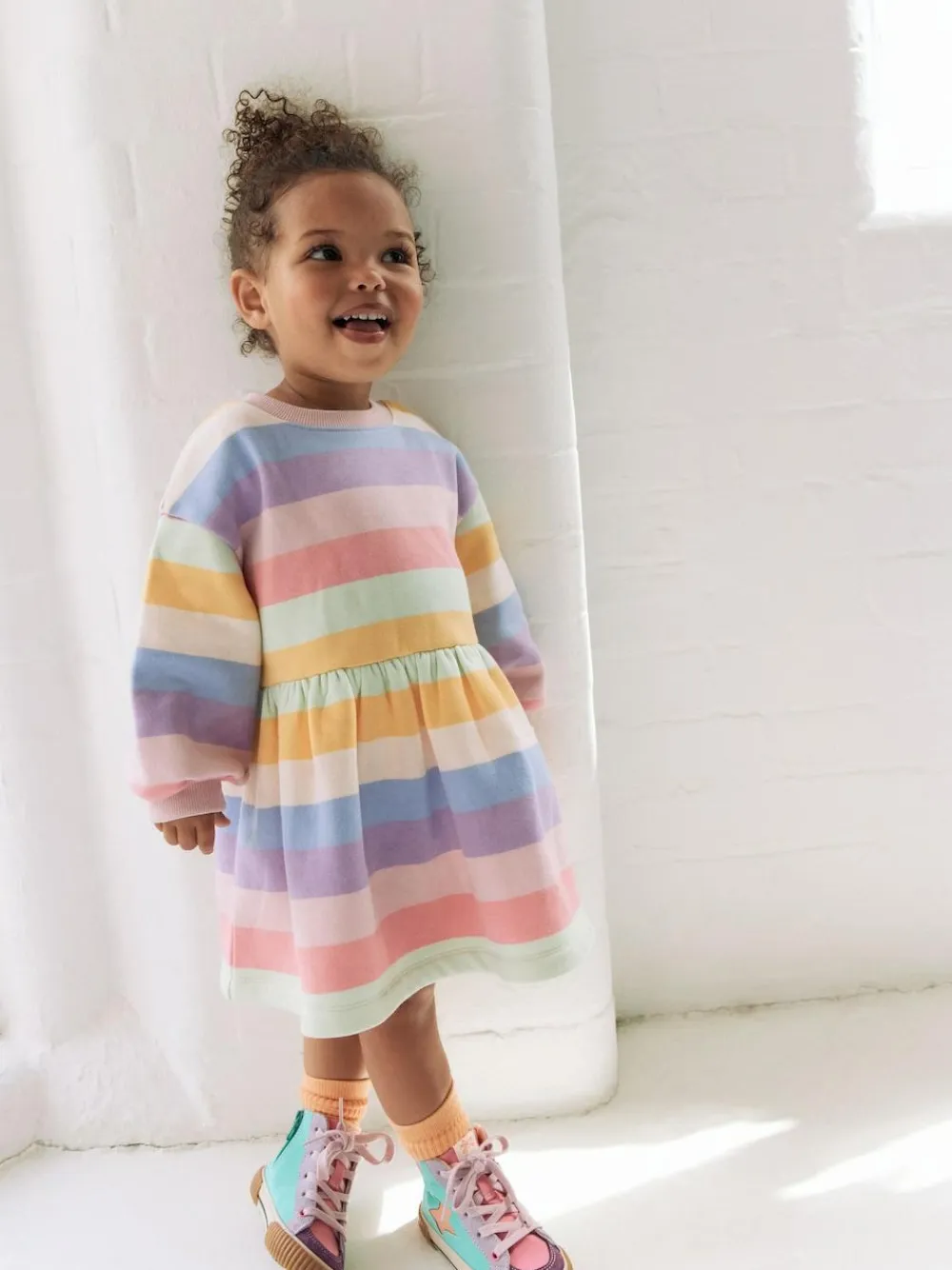 Next Rainbow Striped Sweat Dress (3mths-7yrs)^ Knitwear & Sweaters|Knitwear