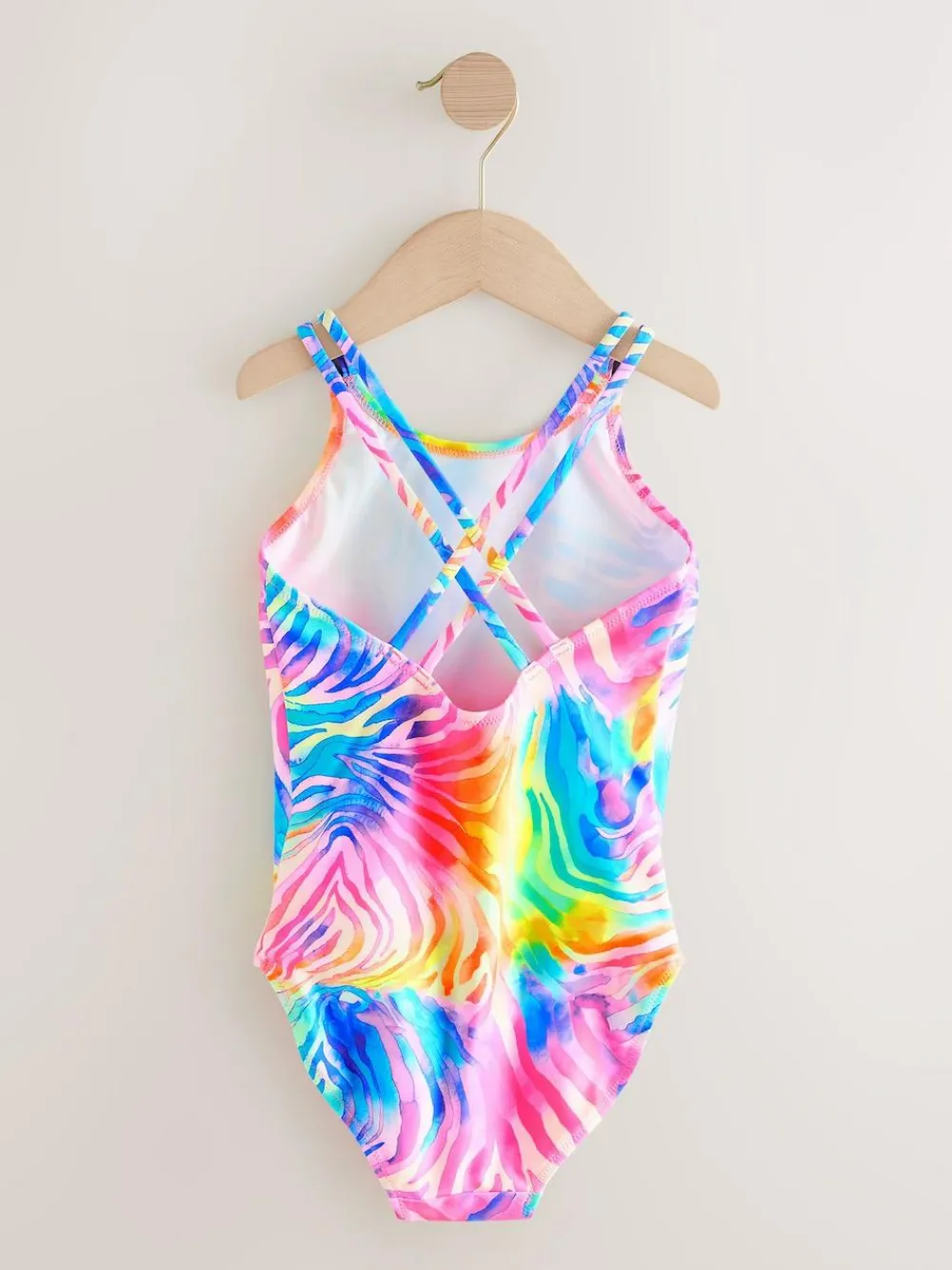 Next Rainbow Zebra Double Strap Swimsuit (3-16yrs)^ Swimwear|Swimwear