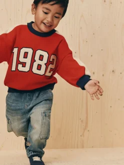 Discount Next Red 1982 All-Over Print Crew Neck Sweatshirt (3mths-7yrs)