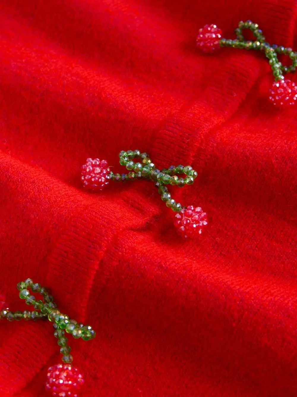 Next Red Cherry Buttons Crew Neck Knitted Cardigan With Wool^Women Occasionwear|Knitwear