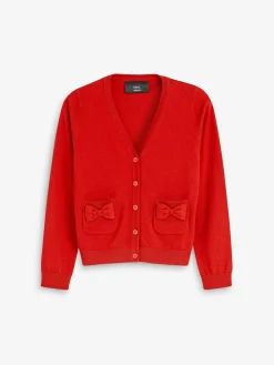Next Cotton Rich Bow Pocket School Cardigan (3-16yrs)^ Knitwear & Sweaters|Knitwear
