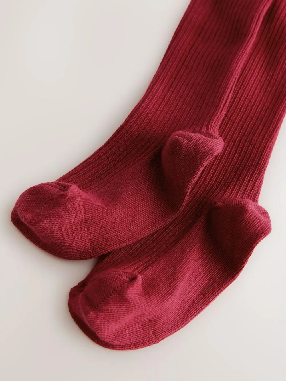 Best Next Red Cotton Rich Rib Tights