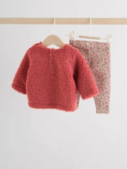 Outlet Next Baby Fleece Tops and Leggings Set 2 Piece (0mths-2yrs) Red Ditsy